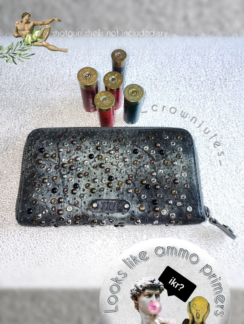 FRYE Studded Leather Zip Around Wallet